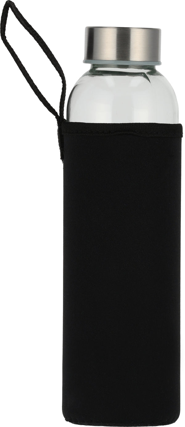 Stiklinė gertuvė su neopreno dėklu KLAGENFURT, 500 ml – juoda