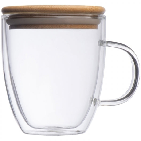Stiklinis puodelis su dangteliu GERTHE, 350 ml – skaidri