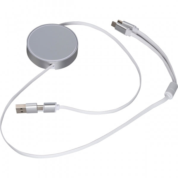 Ištraukiamas įkrovimo laidas OSTEND, USB-C ir Lightning – pilka