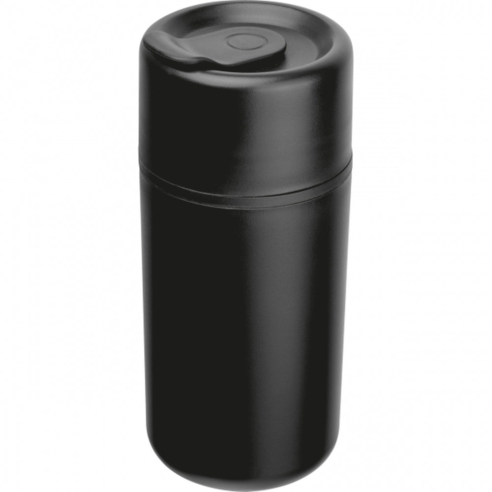 Plastikinis puodelis su dangteliu GENOA, 500 ml – juoda