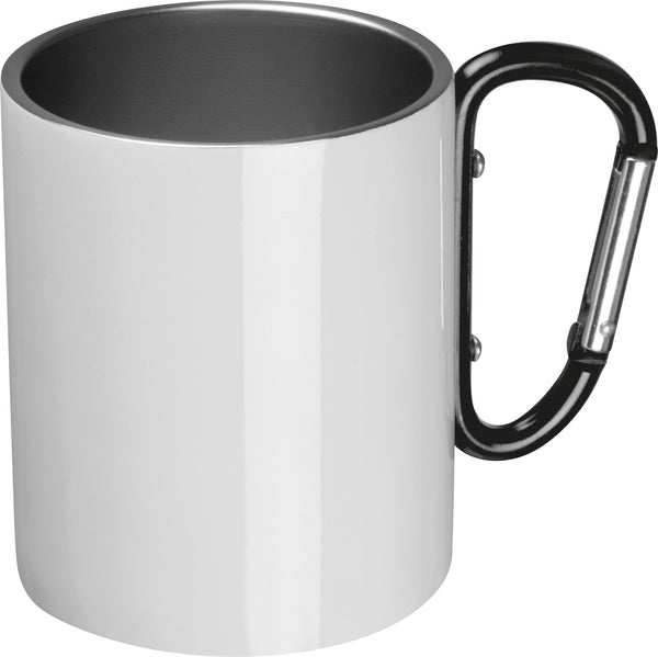 Plieninis puodelis sublimacijai su karabinu SOFIA, 280 ml – juoda