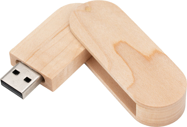 Individualios gamybos medinė USB atmintinė, 6,5 × 2 cm – įvairiaspalvė