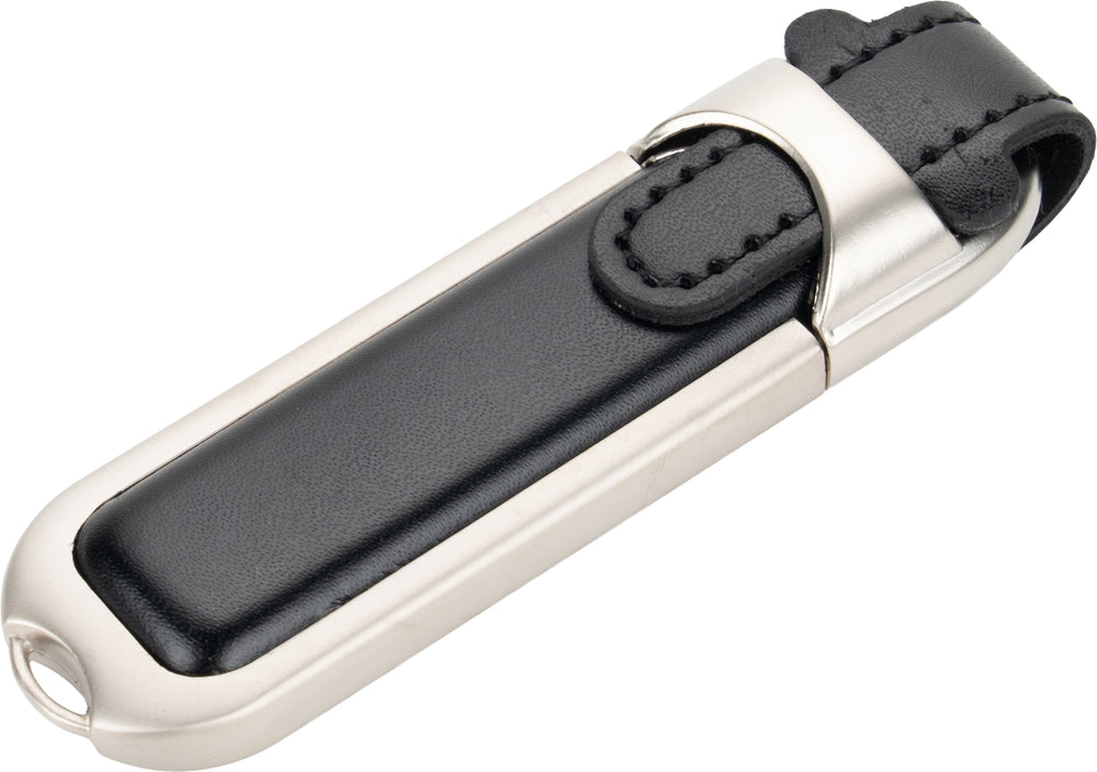 Individualios gamybos USB atmintinė iš metalo ir ekologinės odos – įvairiaspalvė
