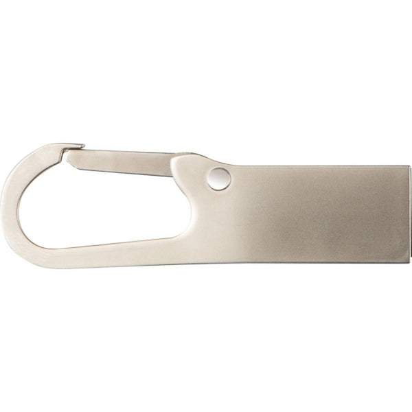 Metalinė USB atmintinė su karabinu LAS CRUCES, 8 GB, USB 2.0 – pilka