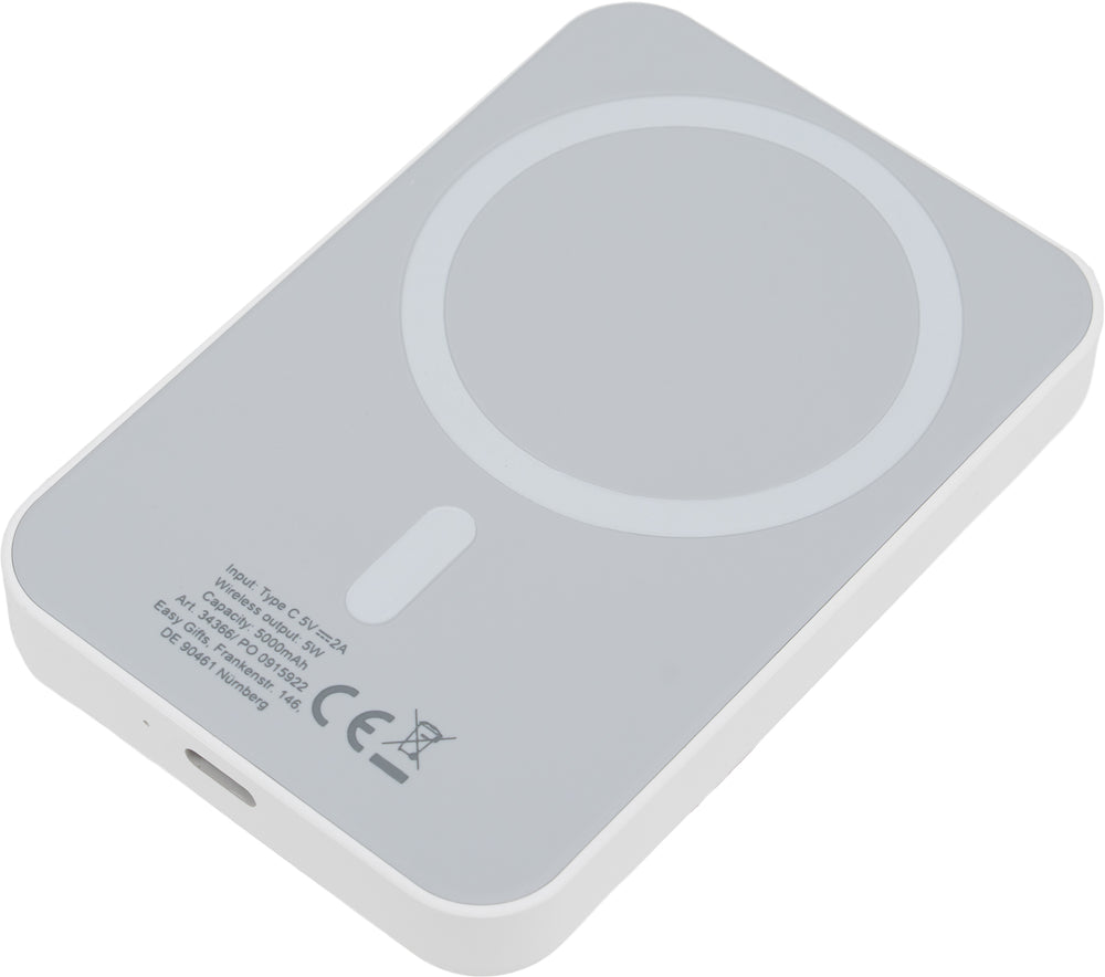 Išorinė baterija su belaidžiu įkrovikliu WELS, 5000 mAh – balta