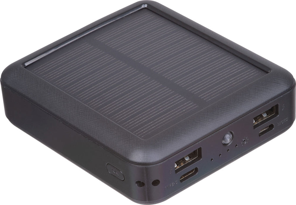 Saulės energijos išorinė baterija CRETE, 10 000 mAh – juoda