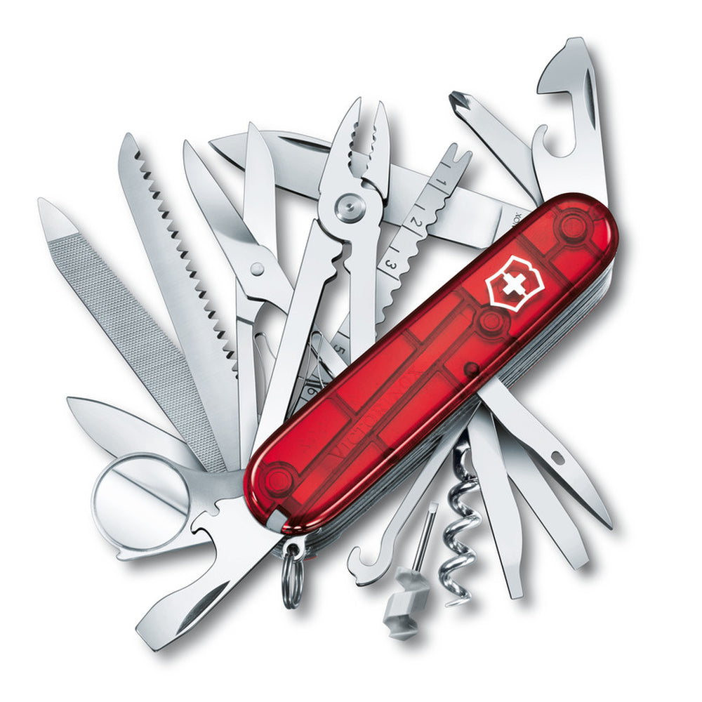 Kišeninis peiliukas Victorinox SwissChamp, skaidrus – raudona