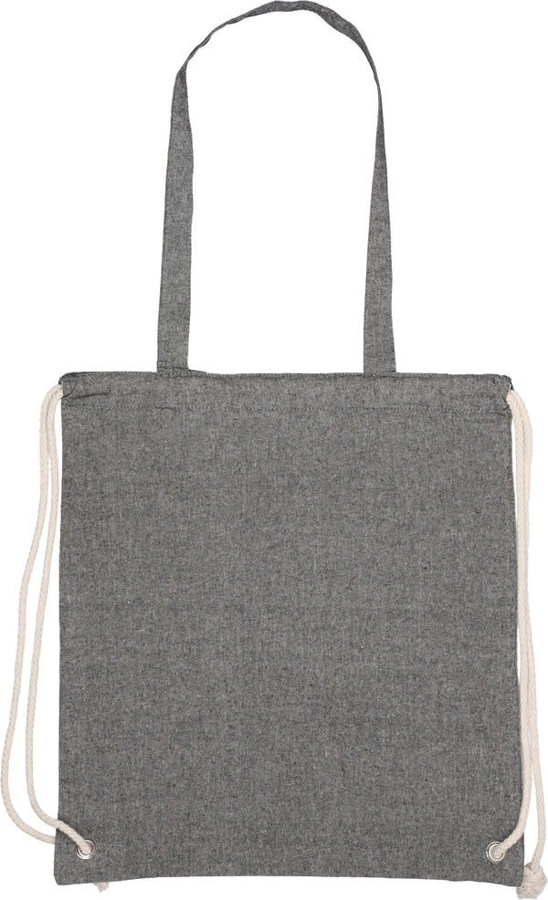 Perdirbtos medvilnės maišelis ilgomis rankenomis ADDISON, 140 g/m² – juoda