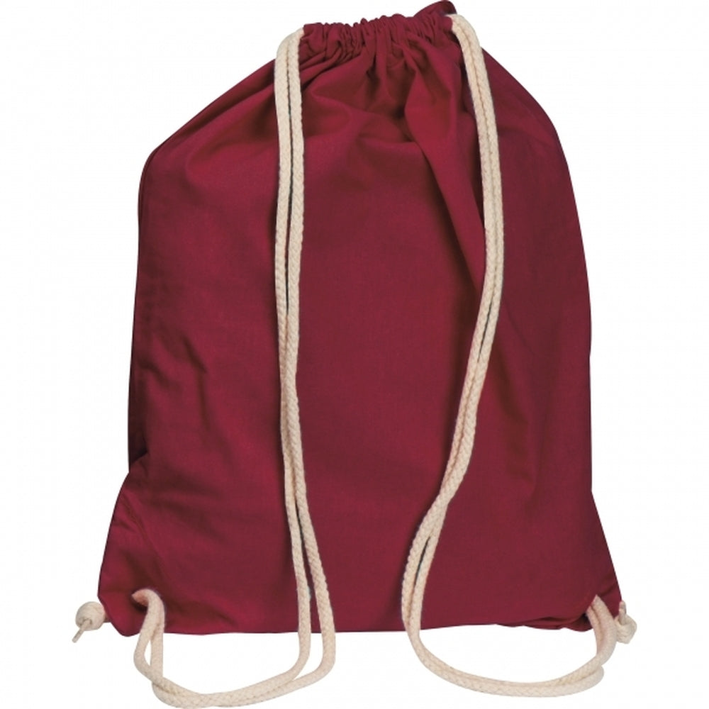 Medvilninis sportinis maišelis su virvutėmis CARLSBAD, 140 g/m² – bordinė